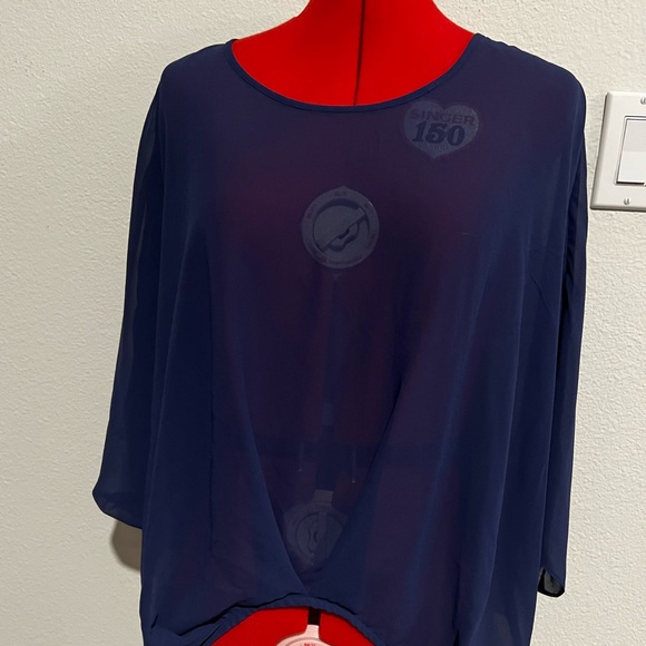 Foreign Exchange Blue Sheer Top - Picture 2 of 4